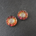 【16kgp】vitrail 紫黄色 ピアス【チェコガラスボタン】