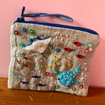 海の刺繍ティッシュポーチ☆【クジラブルー】