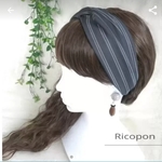 83924532haさまヘアバンド２本セット□辛口グレーストライプ□大人グレー
