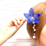桔梗と濃紺硝子 かんざしヘアピン
