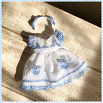初代復刻リカちゃんサイズ【ワンピース&カチューシャset】カラー水色チェック