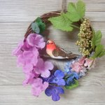 ◇48　小鳥とあじさいのリース 🐦 （中）