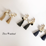 タッセルとコットンパールイヤリング＊