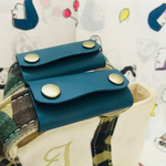 ［2個セット］ヌメロ（牛革）レザーのバッグの持ち手カバー、ハンドルカバー、トートバッグやエコバッグなどに。本革、ブルー、