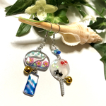 (送料無料)風鈴と金魚すくいのアシンメトリーピアス／イヤリング
