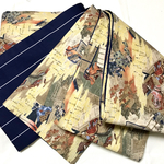 珍しい百人一首柄半幅帯新品長尺リバ