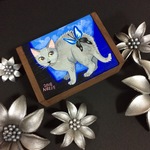 原画●猫と蝶のミニミニ木箱●小物入れ●イラスト●絵●絵画●アート