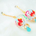 金魚のノンホールピアス(ブルードロップ)