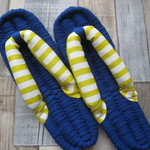 布ぞうり：navy blue24.5cm/bamboo mustard yellow