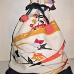 巾着･紅型風柄・1点物・きんちゃく袋・ 再販はありません　浴衣きんちゃく