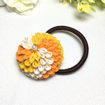 《オレンジ》うずまき風ヘアゴム★つまみ細工