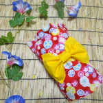 【SALE】あさがお咲いたよ！浴衣・赤【Ｓサイズ】犬服