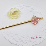  べっ甲 簪(ホワイト ピンク花)