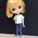 トップス(白)リボン付き・リカちゃん ブライスの洋服
