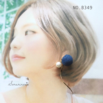 No.B349 ゆらゆら♩メタルスティック×デニムボール お洒落ピアス / イヤリング