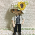 夏帽子バッグセット:ひまわり白