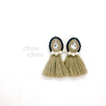 刺繍ビーズ×タッセルピアス