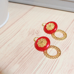 【赤】ボタンとまるのピアス