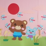 壁面飾り♪ 秋 『この指と～まれっ♪』とんぼ＆すすき♪