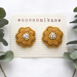黄色いお花の刺繍ピアス