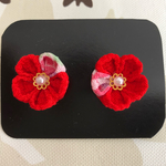 ちりめん つまみ細工 ピアス 花火浴 浴衣
