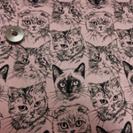 【110×100】猫フェイス　60ローンミラクルソフト生地（ダークサーモン）