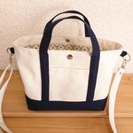 2way トートバッグ　（帆布　ネイビー　×ツバキ）