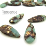 Gold Copper Stone & Regalite チャーム (小/Milky Green）35x15.5mm　１個