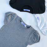 80グレー パフスリーブＴシャツ コットンフライス