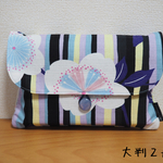 御朱印帳ケース　〜大柄縞桜 ・青〜