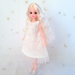 Sale!ノースリーブAラインワンピース　ホワイト＊リカちゃん