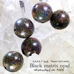 ■特選/最高峰✧■【稀少流通!!】ブラックマトリクスオパール・AAAA＋ランク✧【■クオリティ大幅UP！■ 銀河の七色遊色✧】約7.5〜8mm珠【１石】セット【稀少産地/オーストラリア産✧】