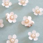 white snow flower＊コットンパール、ピアス／イヤリング