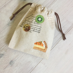 Cafe-sweets☆羊毛刺繍 巾着（レース付き）〜オレンジタルト