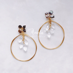 crystal × black flower shell hoop