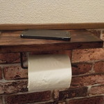 インダストリアル　アイアン　トイレットペーパーホルダーシェルフ付（P-６６）
