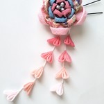 浴衣、花火大会に！ピンク×ブルー、つまみ細工の可愛い髪飾り。