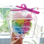 《名入れギフト☆メッセージ刻印》message ROSE “mon tresor”　レインボーガーベラのフラワーボックス【結婚祝い】【出産祝い】【新築祝い】【開店祝い】【誕生日】【母の日】【記念日】