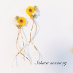 【再販24】ミニひまわり×ダブルツイスト ピアス イヤリング