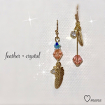 ໒꒱· ﾟpink໒꒱· ﾟ夏デザインフェザーとクリスタルのピアス*イヤリング♡ターコイズ