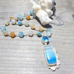 botswana agate ocean necklace☆ブルー