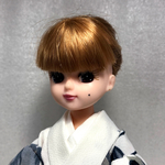リカちゃん　夏着物 白・バラ模様