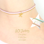 イニシャル付き♪ カラフル♡レザーと極細ボールチェーンのアンクレット  シルバーに変更できます☆