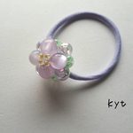 ~再販×10超え˚✧₊⁎お花のビーズヘアゴム  　ミルキーパープル