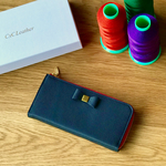 ドイツ型押しカーフ ワープロラックスのL字ファスナー長財布