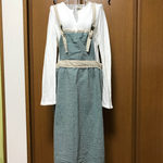 値下げ！デニムリネン エプロンスカート