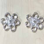 SILVER CLEAR CRYSTAL FLOWER CABOCHONS