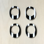 BLACK WHITE STRIPE BORDER OVAL HOOP PENDANT BEADS