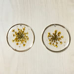 GOLD FLAME CLEAR FLOWER CIRCLE PENDANT CHARM