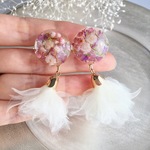 ドライフラワー×ホワイトチュールタッセル ピアス/イヤリング
